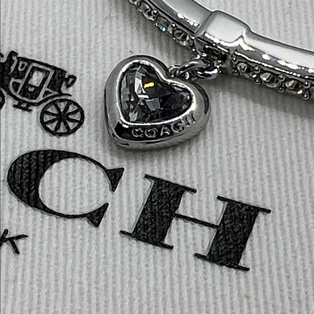 COACH Stone Heart Charm Bangle Bracelet | NWT | Perfect Jewelry Gift - Picture 3 of 8